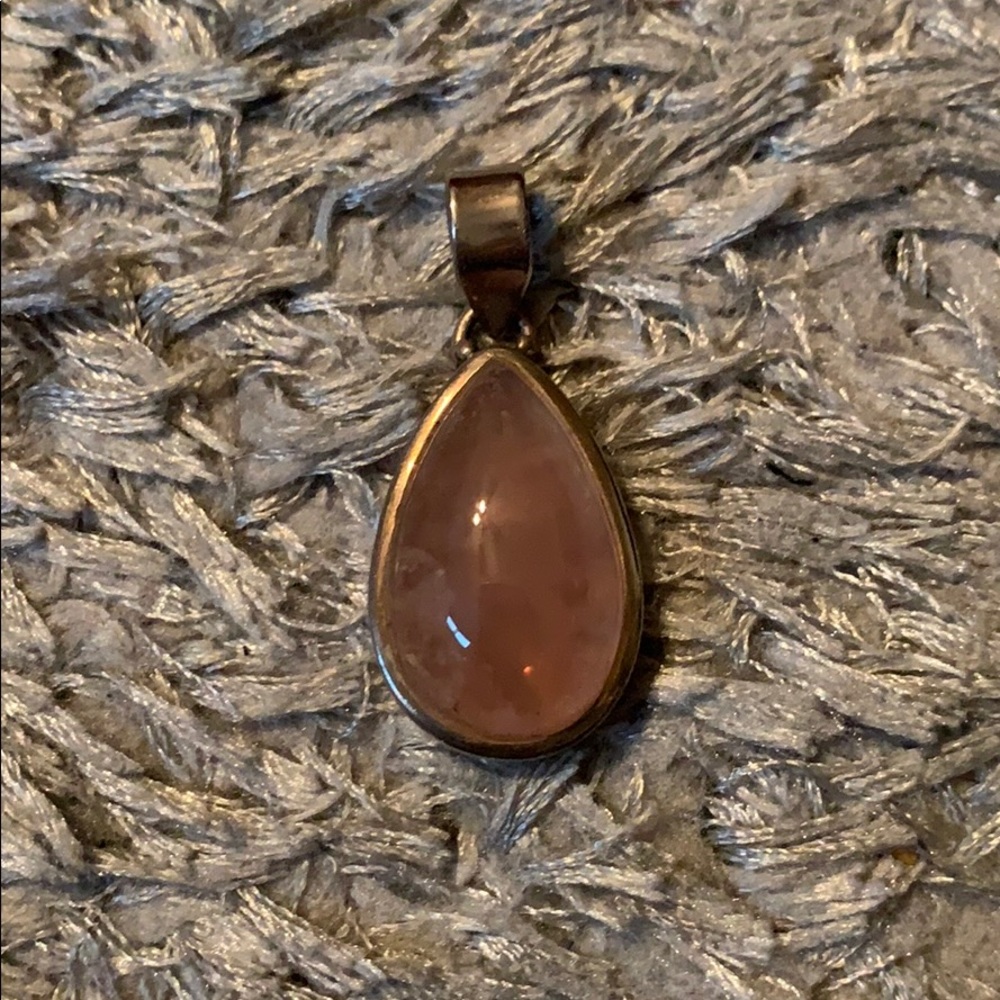 Sterling Silver Rose Quartz Teardrop Pendant